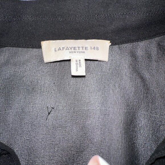 Lafayette 148 New York - Silk Sheer Top Pleated Tie Neck Pleated Size Medium - Picture 8 of 11